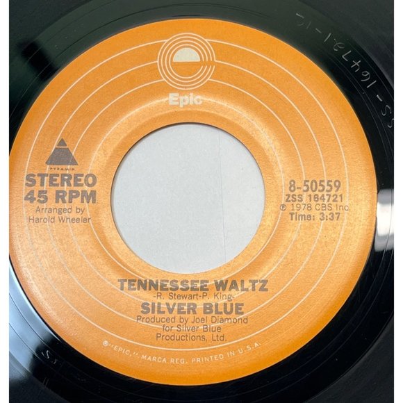 Silver Blue Tennessee Waltz / Good Vibrations 45 Disco Funk 1978 Epic 8-50559 - Picture 1 of 6